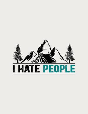 I Hate People mountain and tent design - flat print artwork for the camping mug