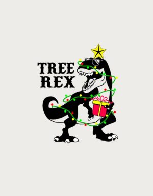 Tree Rex Christmas mug design - flat print artwork shown on a plain background