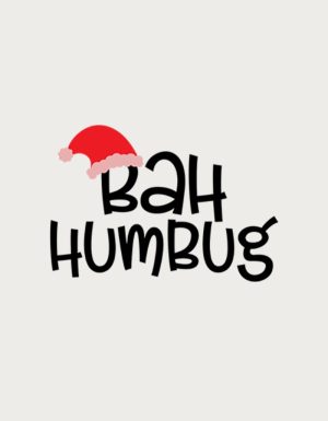 Bah Humbug Christmas mug design - flat print artwork shown on a plain background