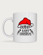 Christmas mug - Ho Ho Happy Christmas Santa hat design