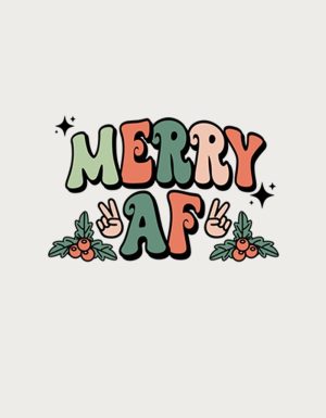Merry AF retro design - flat print artwork for the funny Christmas mug