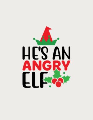 He's An Angry Elf design - flat print artwork for the funny Christmas mug