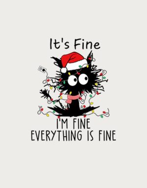 Everything Is Fine Christmas cat mug design - flat print artwork shown on a plain background