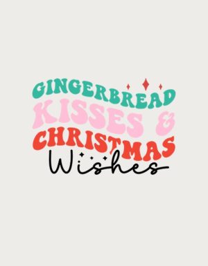 Gingerbread Kisses And Christmas Wishes design - flat print artwork for the cute Christmas mug