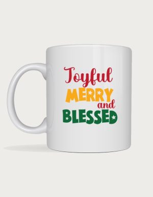 Christmas mug - Joyful Merry And Blessed design