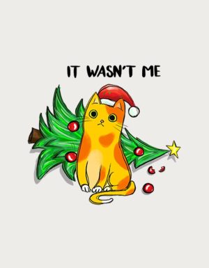 It Wasn't Me Christmas cat mug design - flat print artwork shown on a plain background