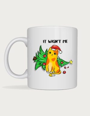 It Wasn't Me Christmas cat mug