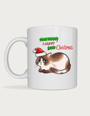 Grumpy Christmas cat mug