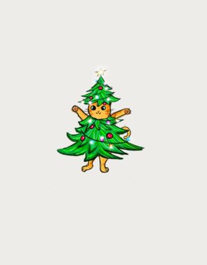 Christmas Tree cat mug design - flat print artwork shown on a plain background