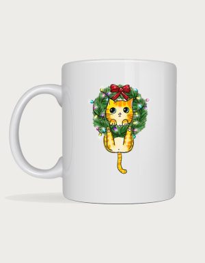 Cat Wreath Christmas mug