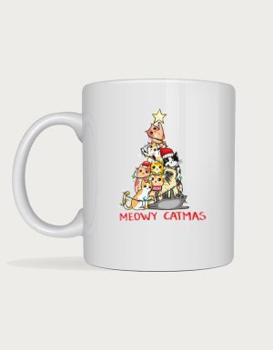 Cute christmas mug - cats stacked into Christmas tree shape