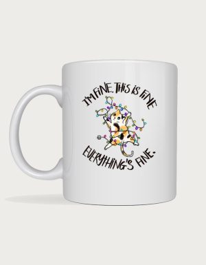 Everything Is Fine Christmas cat mug