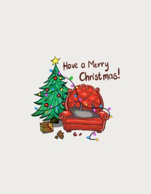 Lazy Cat Christmas mug design - flat print artwork shown on a plain background