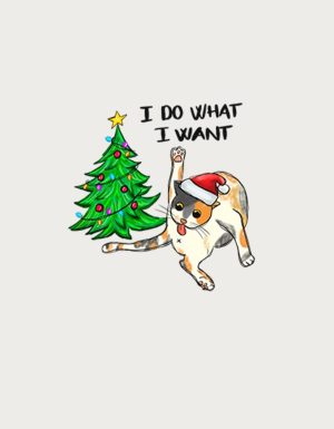 I Do What I Want Christmas cat mug design - flat print artwork shown on a plain background