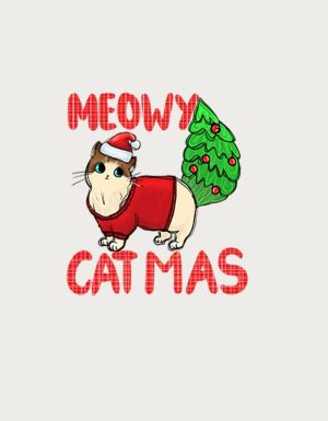 Meowy Catmas mug design - flat print artwork shown on a plain background