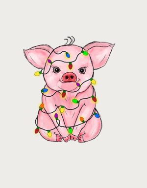 Christmas Piggy mug design - flat print artwork shown on a plain background