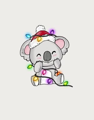 Christmas Koala mug design - flat print artwork shown on a plain background
