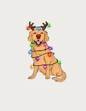 Christmas Doggo mug design - flat print artwork shown on a plain background
