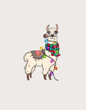 Christmas Llama mug design - flat print artwork shown on a plain background