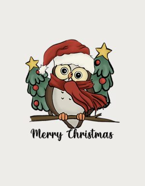 Christmas Owl mug design - flat print artwork shown on a plain background