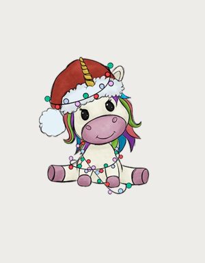 Christmas Unicorn mug design - flat print artwork shown on a plain background