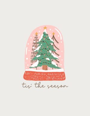 Tis The Season snow globe mug design - flat print artwork shown on a plain background