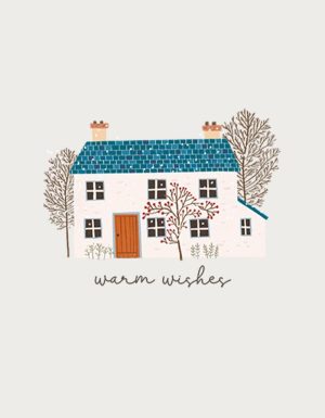 Warm Wishes cottage design - flat print artwork for the Christmas coffee mug