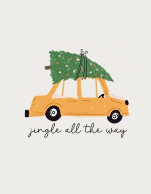 Car carrying Christmas tree design - flat print artwork for the Christmas mug
