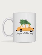 Christmas mug - car carrying Christmas tree design