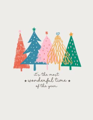 Most Wonderful Time Christmas trees mug design - flat print artwork shown on a plain background