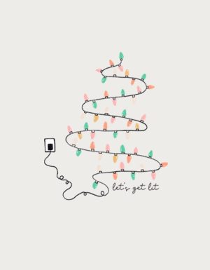 Let's Get Lit fairy lights design - flat print artwork for the funny Christmas mug