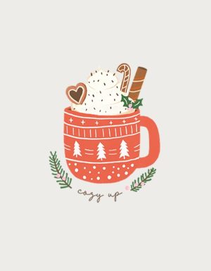 Holiday Treat cozy up design - flat print artwork for the Christmas coffee mug