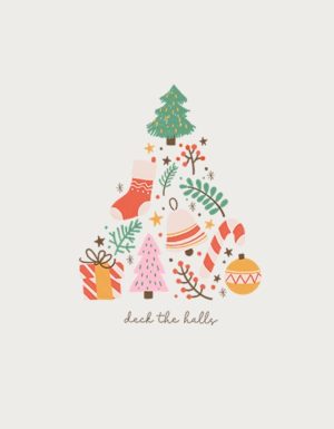 Deck The Halls mug design - flat print artwork shown on a plain background