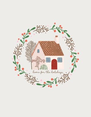 Home For The Holidays cottage design - flat print artwork for the Christmas coffee mug