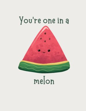 You're One In A Melon watermelon illustration - flat print artwork for the cute mug