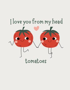 I Love You From My Head Tomatoes design - flat print artwork for the cute coffee mug
