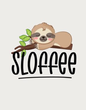 Sloffee sleeping sloth illustration - flat print artwork for the cute coffee mug