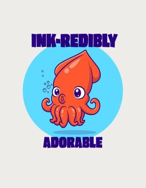 Ink-redibly Adorable squid illustration - flat print artwork for the kawaii mug