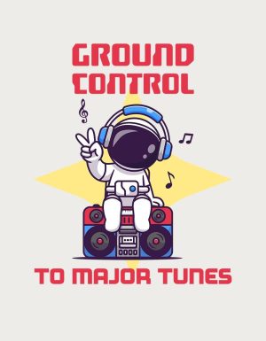 Ground Control To Major Tunes mug design - flat print artwork shown on a plain background