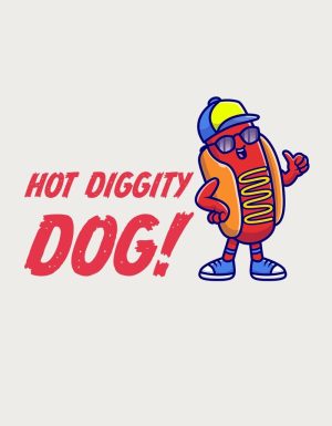 Hot Diggity Dog mug design - flat print artwork shown on a plain background