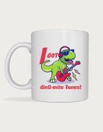 Funny coffee mug - Dino-mite Tunes rock star dinosaur