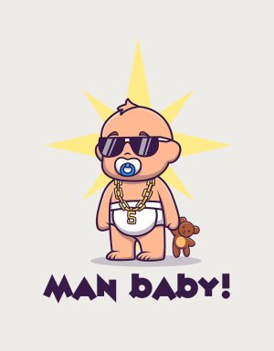 Man Baby cartoon design - flat print artwork for the funny coffee mug