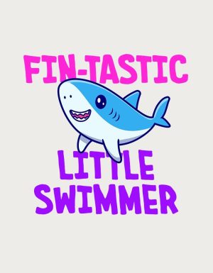 Fin-tastic Little Swimmer shark mug design - flat print artwork shown on a plain background