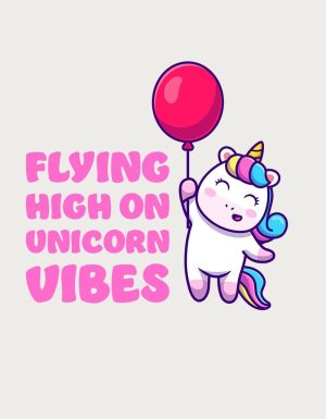 Unicorn Vibes cute mug design - flat print artwork shown on a plain background