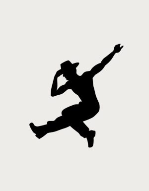 Dancing man silhouette mug design - flat print artwork shown on a plain background