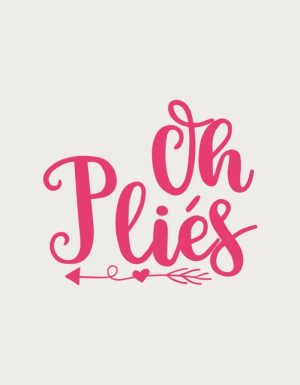 Oh Pliés ballet mug design - flat print artwork shown on a plain background