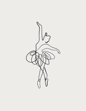 Continuous line drawing en pointe - flat print artwork for the ballerina mug