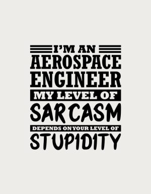 I'm An Aerospace Engineer, My Level Of Sarcasm Depends On Your Level Of Stupidity text - flat print artwork for the engineer mug