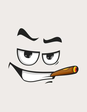 Confident Face smug cigar expression - flat print artwork for the funny face mug