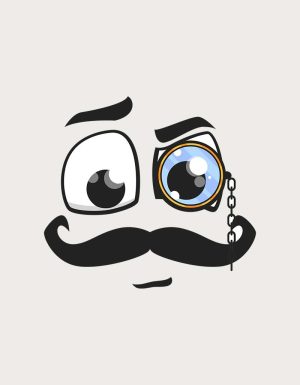 Monocle Mustache distinguished face - flat print artwork for the novelty mug